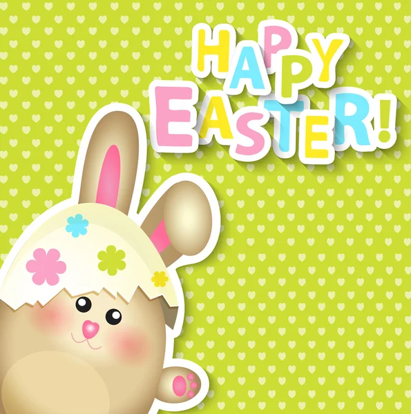 Feliz cartão de felicitações Páscoa com coelho — Vetor de Stock