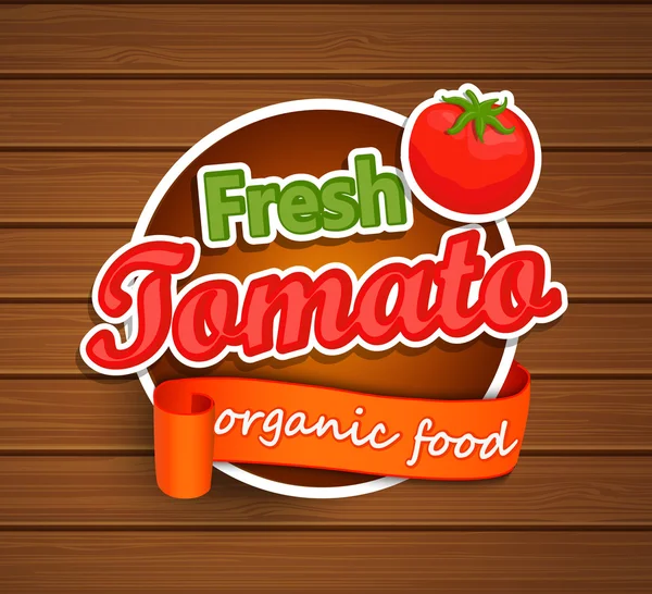 Tomate fresco - Etiqueta de alimentos ecológicos . — Archivo Imágenes Vectoriales