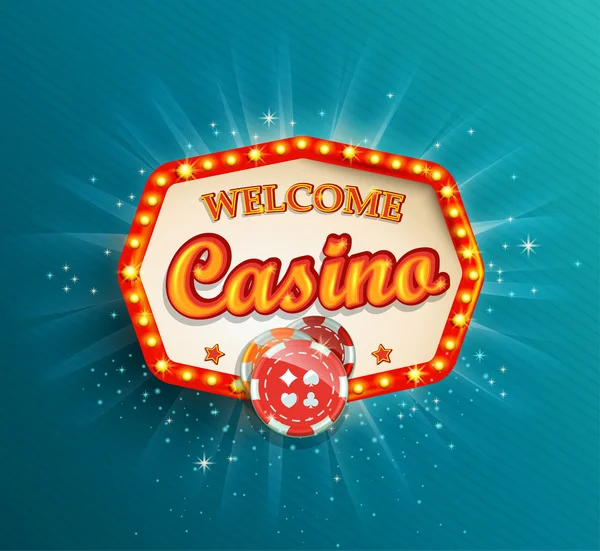 Splendente retro luce telaio Casino . — Vettoriale Stock