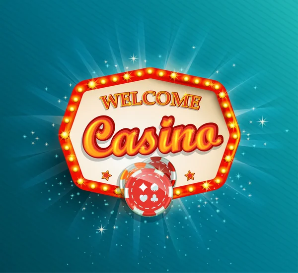 Bersinar bingkai cahaya retro Casino . - Stok Vektor