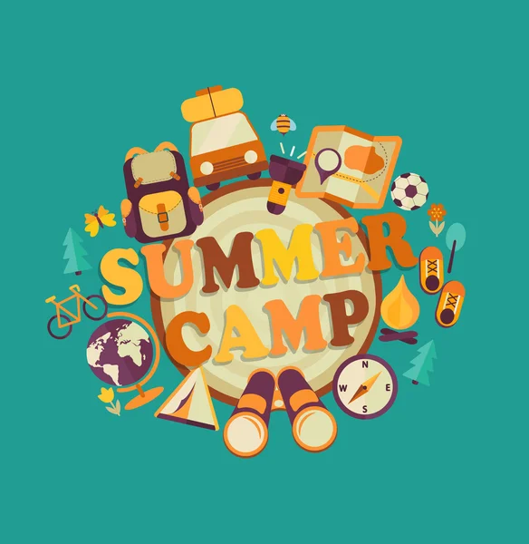 Cartaz acampamento de verão —  Vetores de Stock