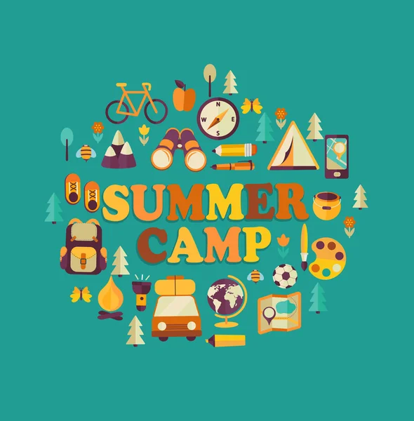 여름 캠프 포스터 — 스톡 벡터