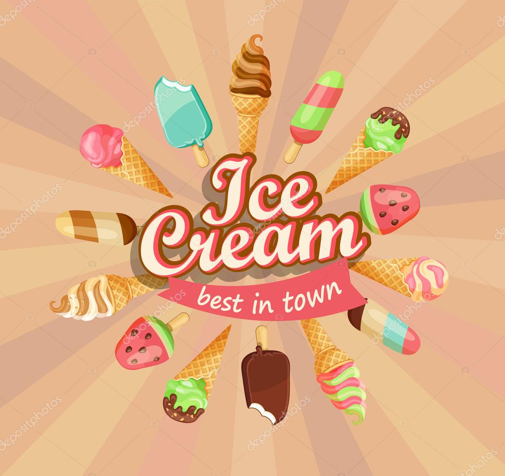 Ice cream collection, ice cream logo vector illustration