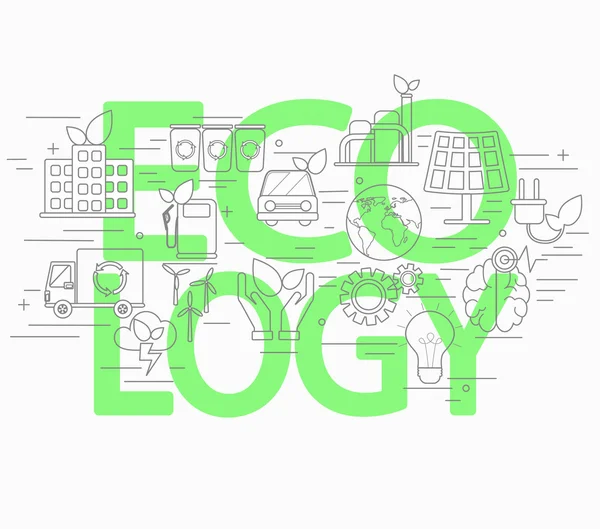 Lijnstijl Concept van ecologie. — Stockvector