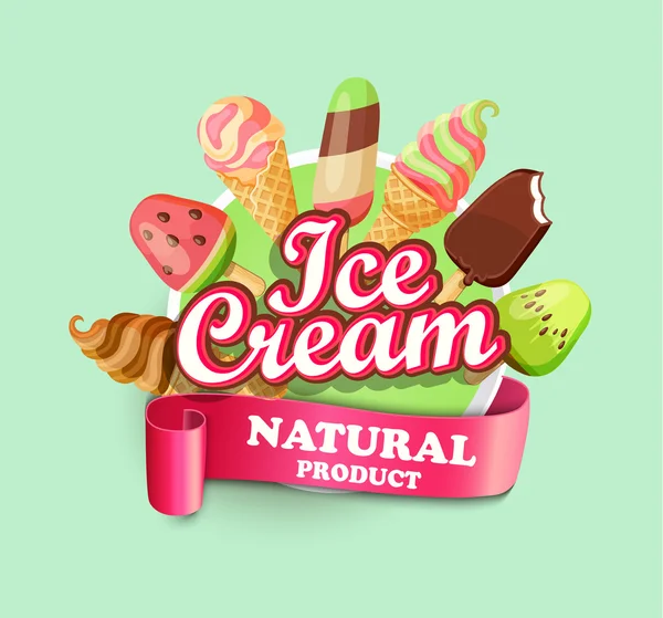 Emblema de sorvete — Vetor de Stock