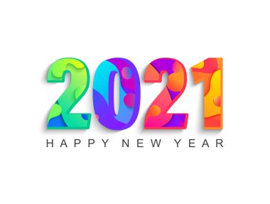 Mutlu 2021 seneleri, soyut greetig kartları, sezonluk tatil ilanlarınız için parlak afişler, davetiyeler ve Noel temalı tebrik kartları, broşürler ve pankartlar. Öküz yılı. Vektör illüstrasyonu.