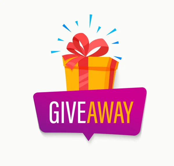 Giveaway Banner Win Poster Mit Isolierten Geschenkbox Mit Preis Den — Stockvektor