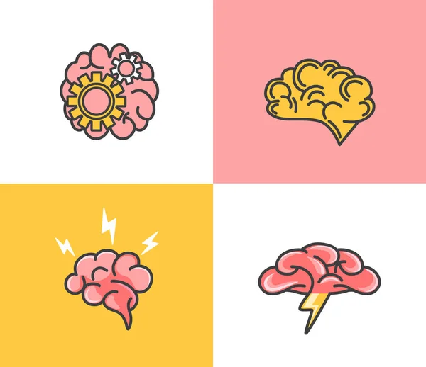 Beyin Fırtınası Fikir Yaratıcılık Stratejisi Üzerine Düşünme Beyin Ampul Vites — Stok Vektör