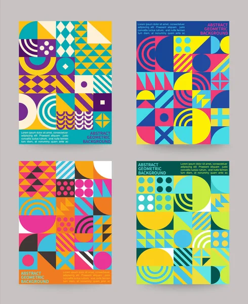 Set Geometry Minimalistic Backgrounds Simple Geometric Shapes Figures Posters Flyers — Διανυσματικό Αρχείο