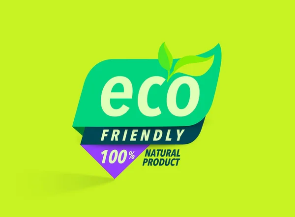 Eco Friendly Green Logo Label Concept Reasonable Consumption Lifestyle Natural — Stock Vector