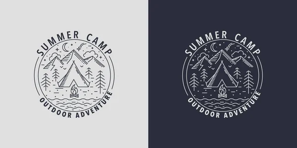 Zomerkamp Badges Logo Voor Kampeeractiviteiten Het Wild Embleem Voor Scout — Stockvector