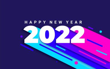 2022 Yeni Yıl İçin Parlak Dinamik Sancak. Farklı renkte sayılar. Harika tatiller dileyen mutlu tebrik kartları. Sunumlar, el ilanları, broşürler, posterler için mükemmel..