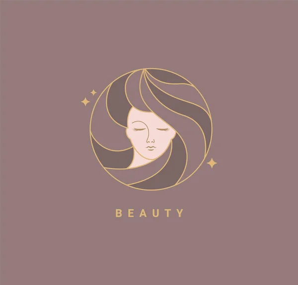 Woman Beauty Salon Fashion Template Logo Design Minimal Style Emblem — Stock Vector