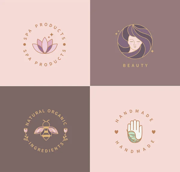 Логотип Спа Продуктів Жіночої Краси Натуральної Органічної Їжі Виробів Ручної Стоковий вектор