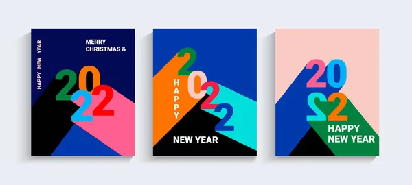 2022 Yılbaşı Bayrağı Sayıları Uzun Farklı Renklerde Ilanları Posterler Basit — Stok Vektör