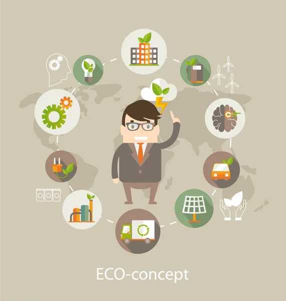 Eco conceito com ideias ilustração — Vetor de Stock