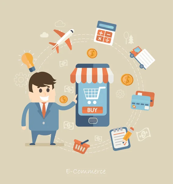 Conceito de design de e-commerce — Vetor de Stock