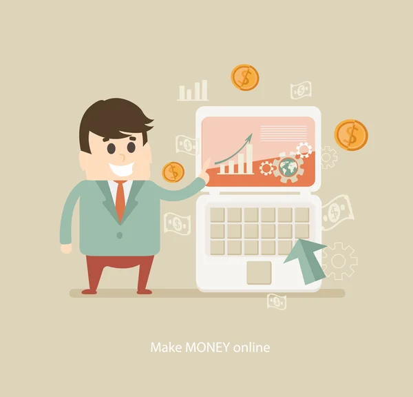 Hacer concepto de dinero con el hombre — Vector de stock