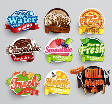 Set of stickers of food