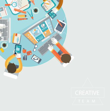 İş içinde düz stil beyin fırtınası