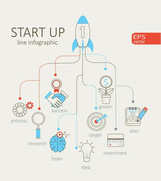 Concetto di start up in stile piatto — Vettoriale Stock