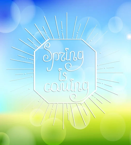 Inscription of spring is coming — Stock Vector