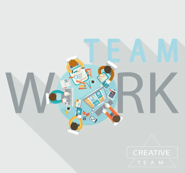 Business teamwork in flat style — Stock Vector