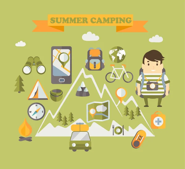 夏季营地海报 — 图库矢量图片