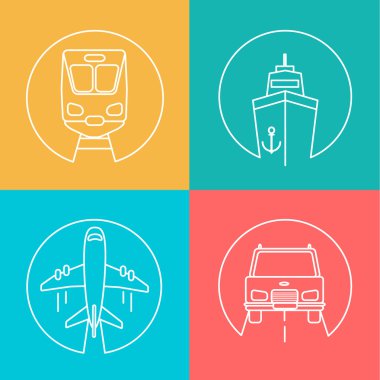 Uçak uçan. Train.Ship. araba.