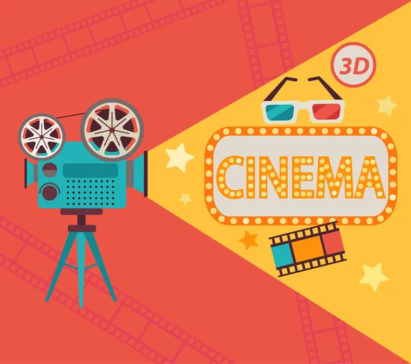 Cinema concept in retro style — Stock Vector