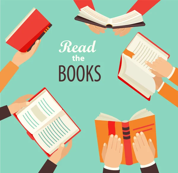 Mãos segurando livros —  Vetores de Stock