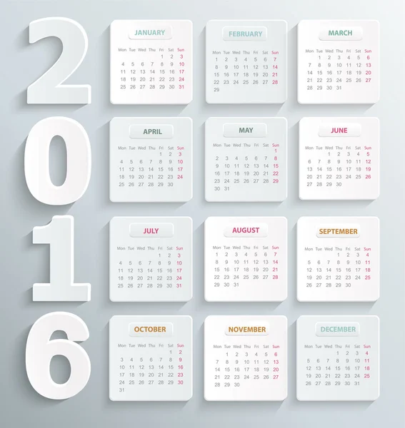 Moderna kalendern 2016 — Stock vektor