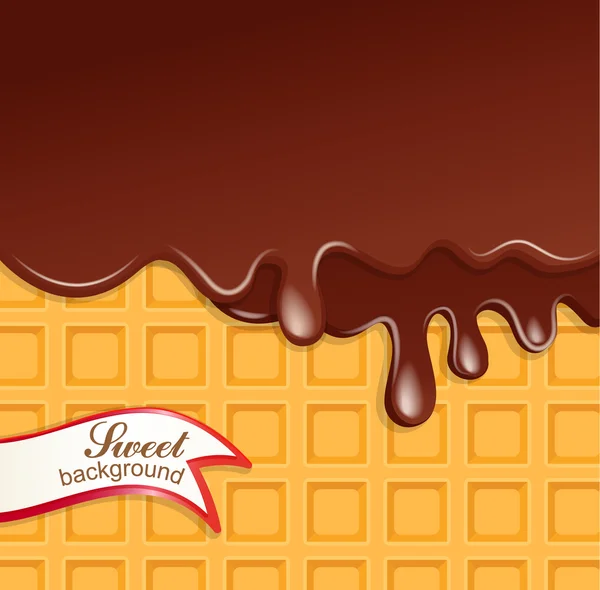 Wafer och flödande choklad — Stock vektor