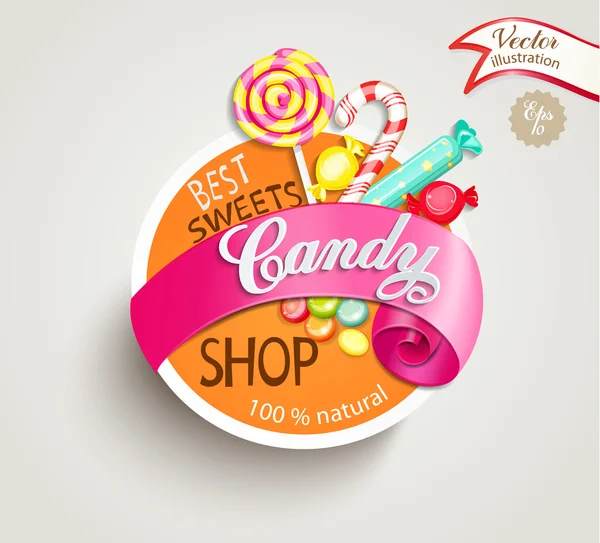 Candy shop label — Stock Vector