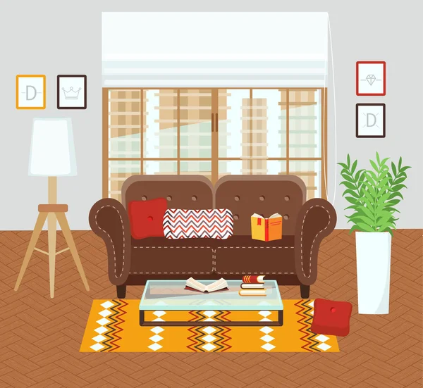 Interieur van de woonkamer — Stockvector