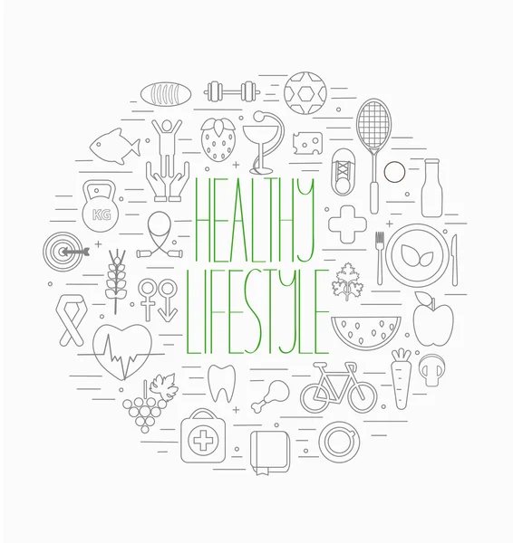 Sağlıklı yaşam simgeler kümesi — Stok Vektör