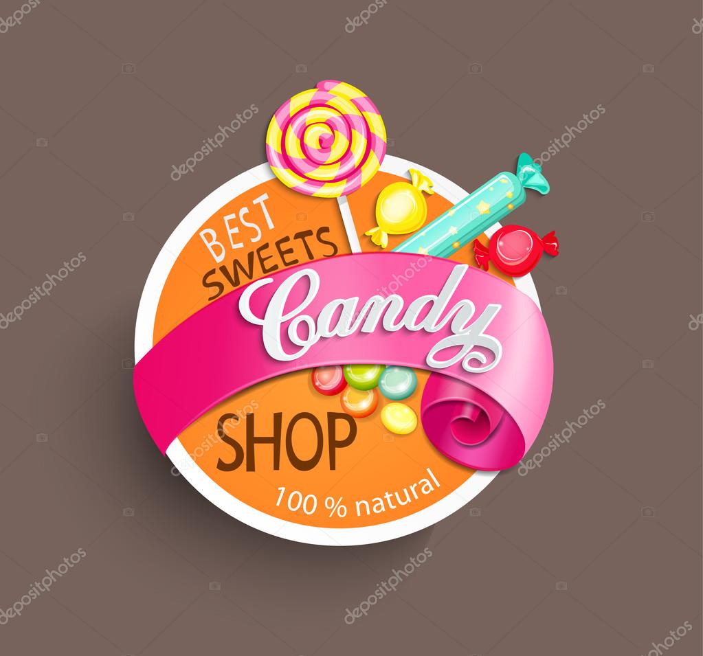 Paper candy shop label