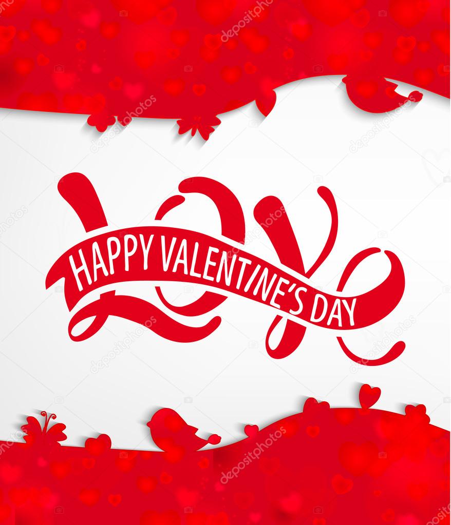 Vector illustration of Love - Happy Valentine's day, Romantic handwritten inscription for poster, valentines day card