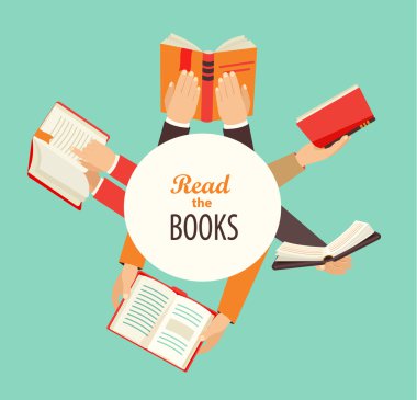 kitap tutan el kümesi