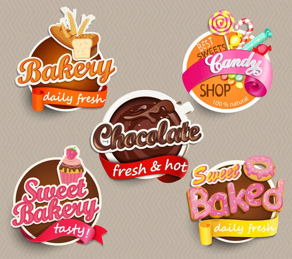 Voedsel Label of Sticker ontwerpsjabloon — Stockvector