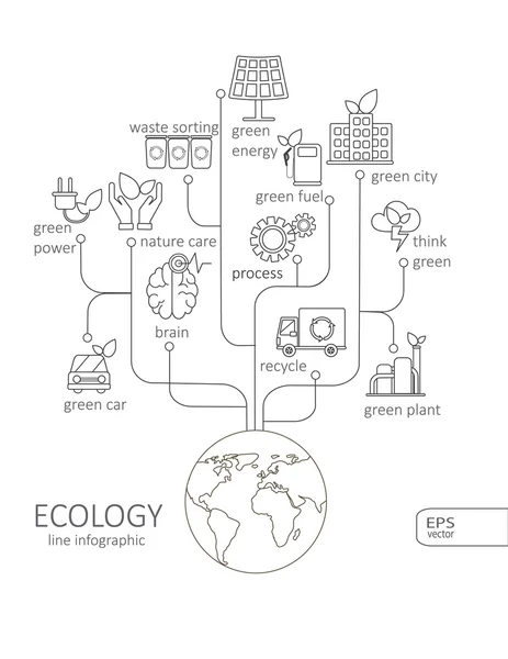 Enkla mono linjär piktogram Infographic — Stock vektor