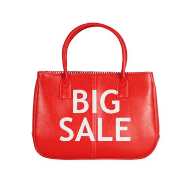 Satılık çanta tasarım öğesi üzerinde beyaz izole