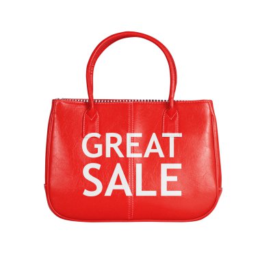 Satılık çanta tasarım öğesi üzerinde beyaz izole