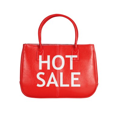 Satılık çanta tasarım öğesi üzerinde beyaz izole