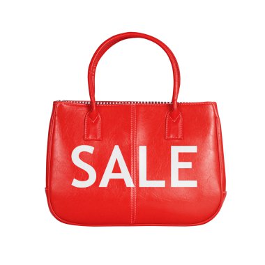 Satılık çanta tasarım öğesi üzerinde beyaz izole