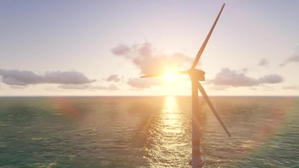 Havsbaserade vindkraftverk. Grön energi. — Stockvideo