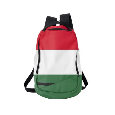 Beyaz izole Macaristan bayrağı sırt çantası