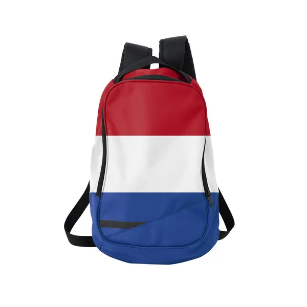 Mochila de bandeira da Holanda isolada em branco — Fotografia de Stock