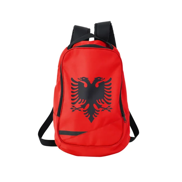 Albania flag backpack isolated on white — Stock Photo, Image