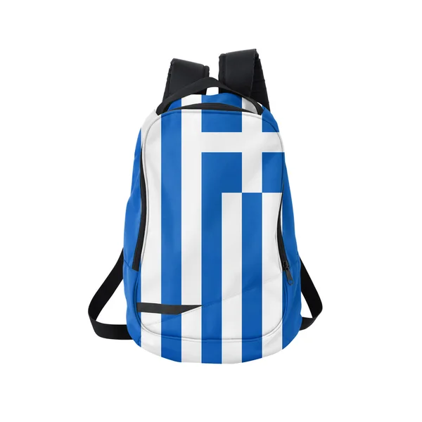 Mochila bandera de Grecia aislada en blanco — Foto de Stock